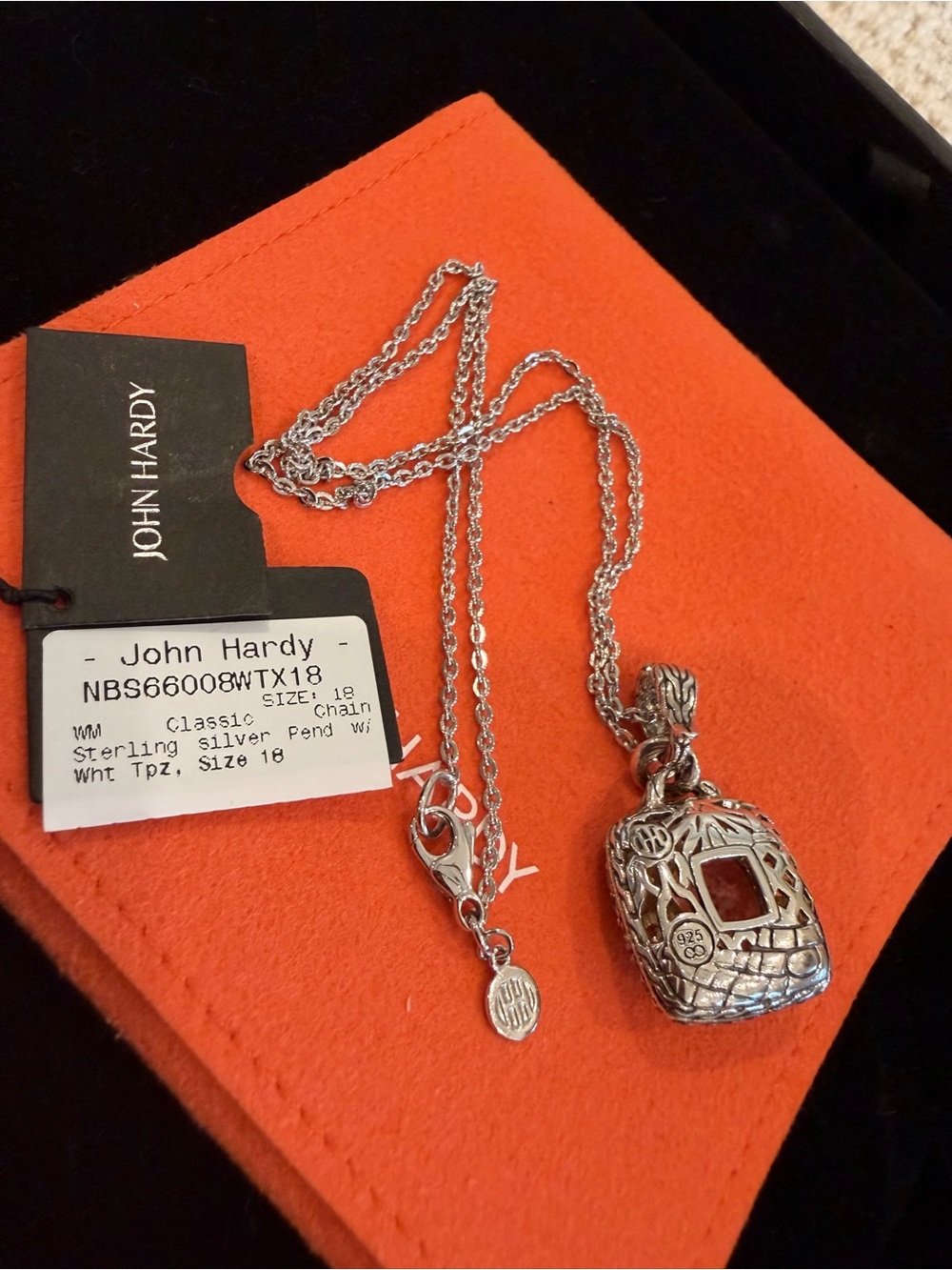 John Hardy Jewelry Set 925 Silver Topaz: earrings, ring, chain & pendant - Picture 7 of 16